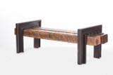 square oversized bench steel and hardwood timber