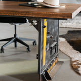 Railroad boxcar steel and wood desk for industrial modern office