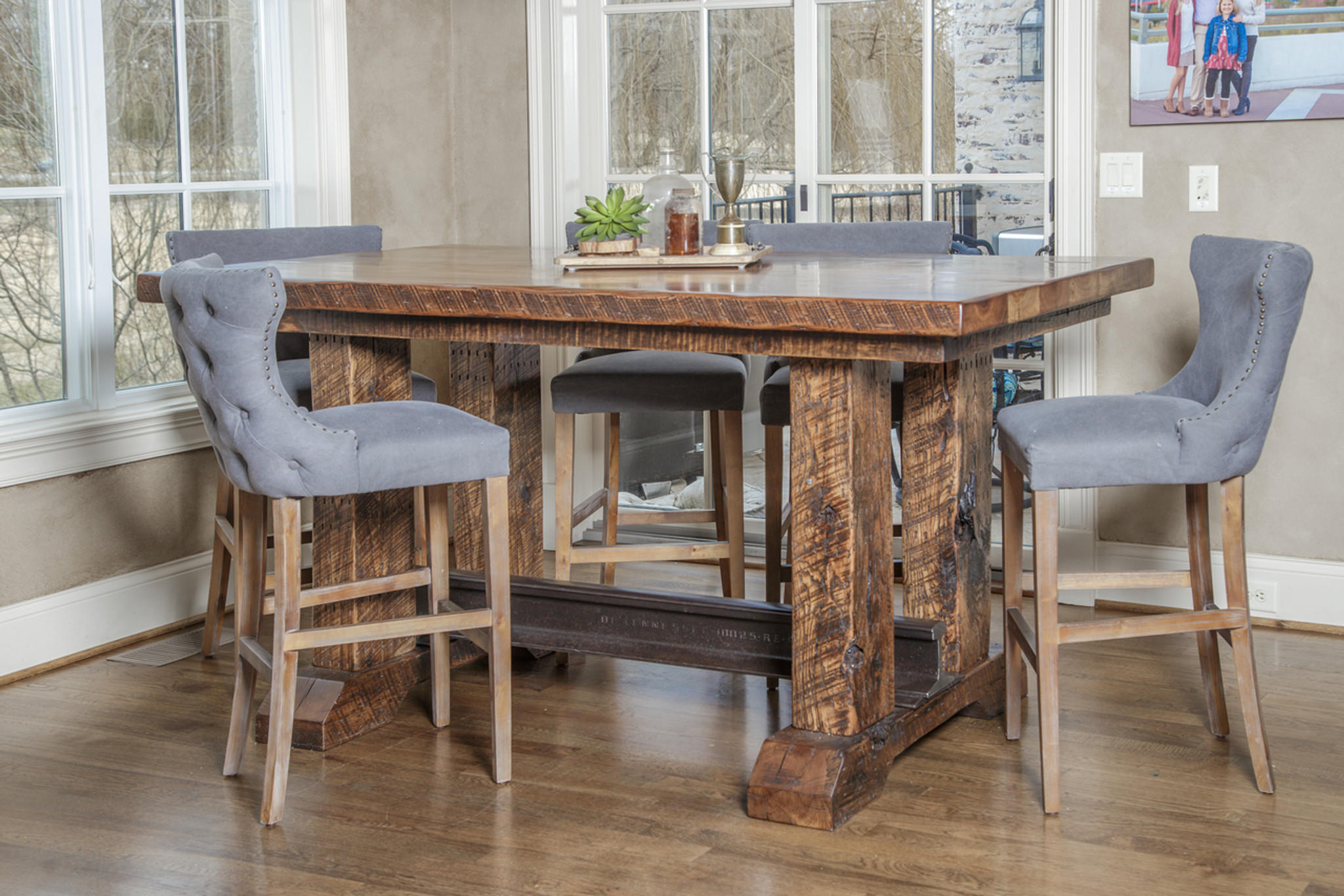 tall wooden dining table