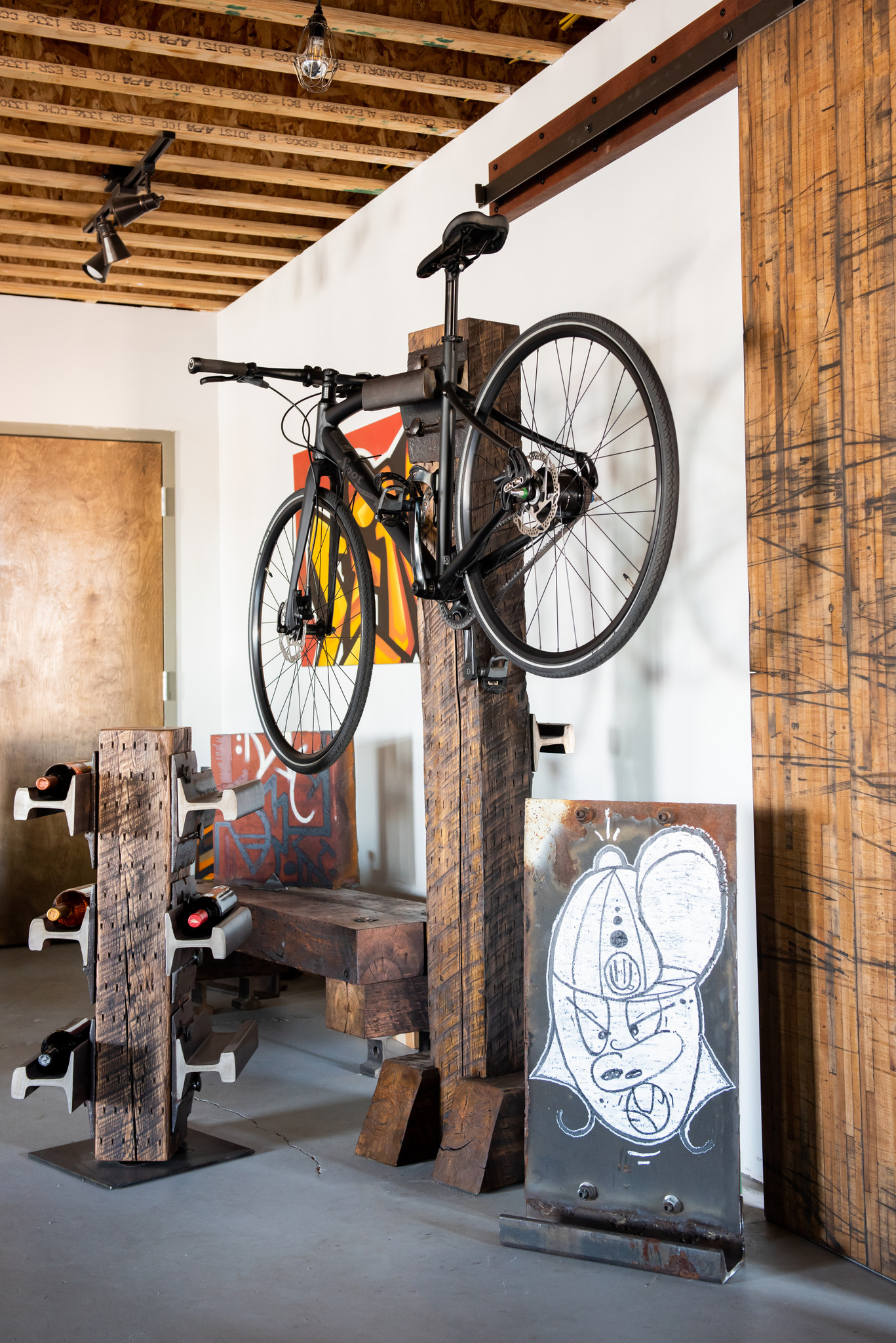 Reclaimed wood bike rack for road or mountain bikes