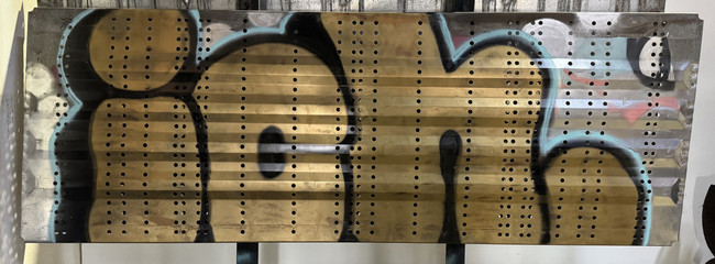 Auto Rack Logo Panel ICHABOD - Gold & Silver Autorack Panel Unframed - Rail Yard Studios