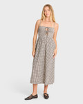 BILLABONG BEACH CHECK MIDI DRESS - WHITE/BLACK