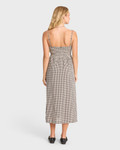 BILLABONG BEACH CHECK MIDI DRESS - WHITE/BLACK