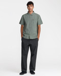 RVCA DAYSHIFT WORKWEAR STRIPE SHORT SLEEVE SHIRT SAGE LEAF - Sle