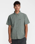 RVCA DAYSHIFT WORKWEAR STRIPE SHORT SLEEVE SHIRT SAGE LEAF - Sle