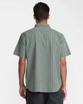 RVCA DAYSHIFT WORKWEAR STRIPE SHORT SLEEVE SHIRT SAGE LEAF - Sle
