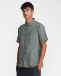 RVCA DAYSHIFT WORKWEAR STRIPE SHORT SLEEVE SHIRT SAGE LEAF - Sle