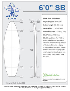 6'0" ARCTIC FOAM SB 1/8" G FOAM BLANK (A60SBG)