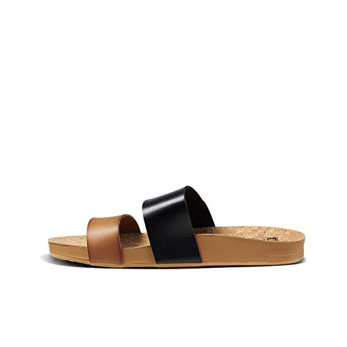 Reef Womens Sandals Vista | Vegan Leather Slides for Women With Cushion Bounce Footbed