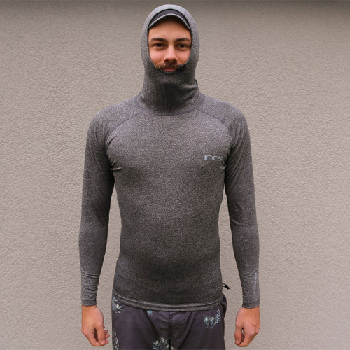 FCS ESSENTIAL HOODED LONG SLEEVE MEDIUM RASH VEST (AEHR-02-HGR-MD) FCS ESSENTIAL HOODED LONG SLEEVE MEDIUM RASH VEST (AEHR-02-HGR-MD)