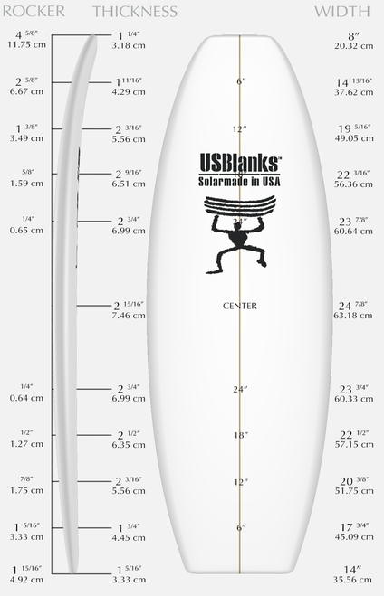 US BLANKS 5'10 RP YELLOW BLANK (U510RPY)