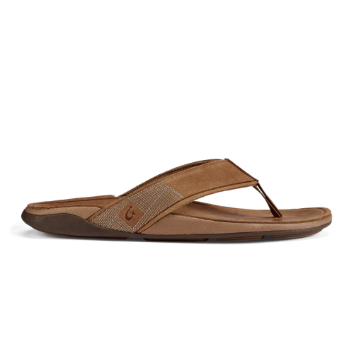 OluKai Tuahine Men's Leather Sandal - Toffee