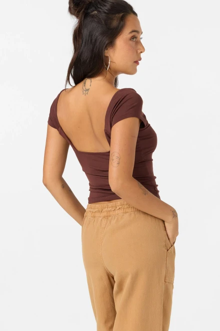 O'NEILL ALYSSA SOLID WOMEN'S KNIT TOP - CHOCOLATE (FA2640307)