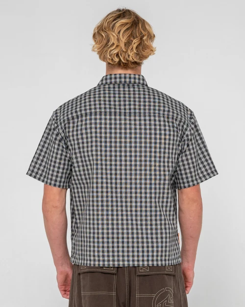 RUSTY CHECK 1 CHECK 2 SHORT SLEEVE SHIRT - BLACK (WSM1242)