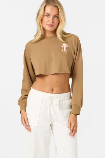 ONEILL PALM RAW EDGE CROP FLEECE CREW (FA2641012)