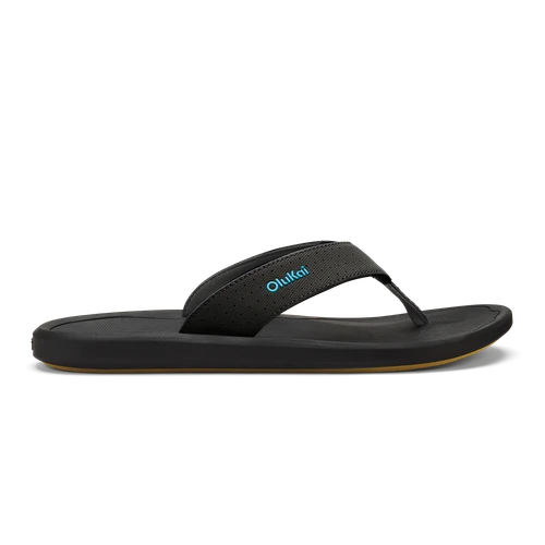 OLUKAI KI'I MEN'S BEACH SANDAL - LAVA ROCK/BOLD BLUE (10549)
