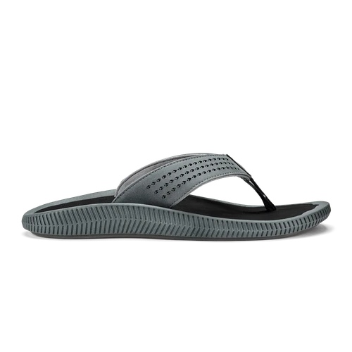 OLUKAI ULELE MEN'S BEACH SANDAL - DARK SHADOW/LAVA ROCK (10435-CLR)