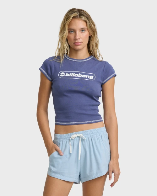 Billabong Women's Sport Driven Short Sleeve Rib Knit Tee