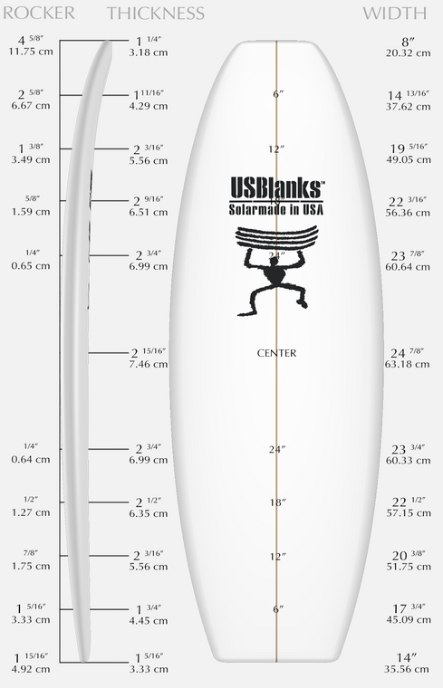 US BLANKS 5'10" RP YELLOW BLANK (U510RPY)
