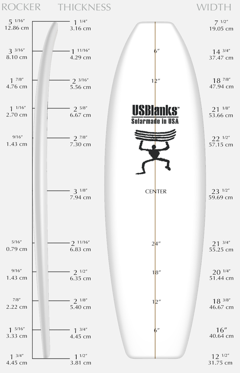 US BLANKS 6'5" A YELLOW BLANK (U65AY)