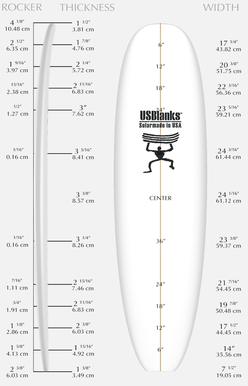 US BLANKS 7'4" SP BLUE BLANK (U74SPB)