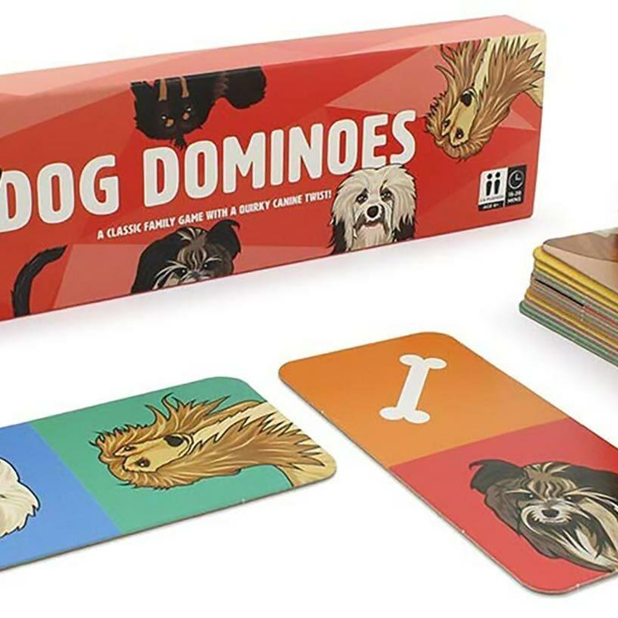 Dog Dominoes is the game that all dog-lovers will want to get their paws on!  Simply match pairs of pooches to become top dog.  It's a classic game with a quirky canine twist!