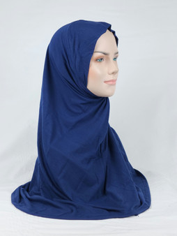 Long Cotton 1PC Amira Hijab - Navy