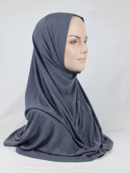 Long Cotton 1PC Amira Hijab - Grey