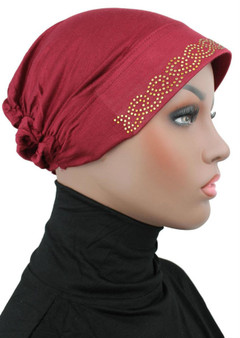 Embroidered Under Cap-Burgundy