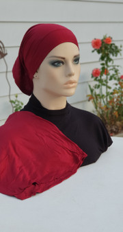 Long 2 Piece Amira Hijab - Jersey- Maroon