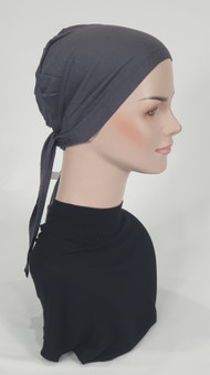 Dark Grey Bonnet Under Cap - Tie Back