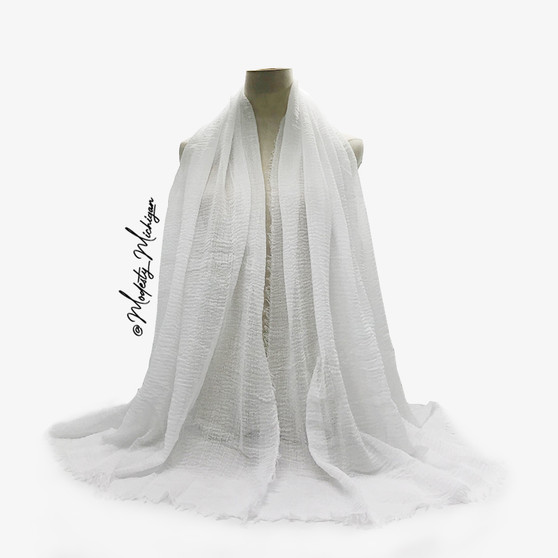 Premium Crinkle Hijab - Pure White