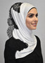 White/Black Lace Jersey Hijab 