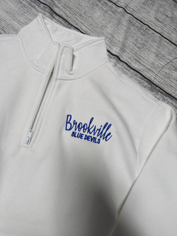 Brookville Blue Devils | Brookville Blue Devils Adult White Cotton Quarter Zip | BBD0022
