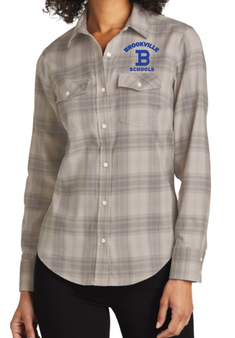 Brookville Blue Devils | Brookville Blue Devils Women's  Plaid Button Down Shirt LW672 w/Embroidery | BFSP020