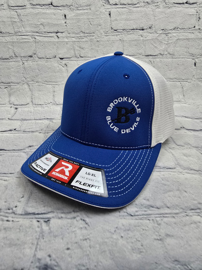 Brookville Blue Devils | Fitted Hat | Richardson 110 | Royal/White | Brookville & B | Left Panel | Brookville Blue Devils Circle | White/Black