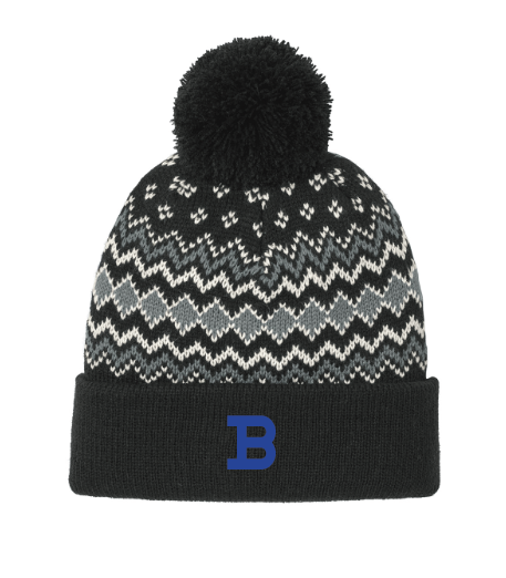 Brookville Blue Devils | Brookville Blue Devils Alpine Pom Beanie Hat C991w/Embroidery | BFSP014