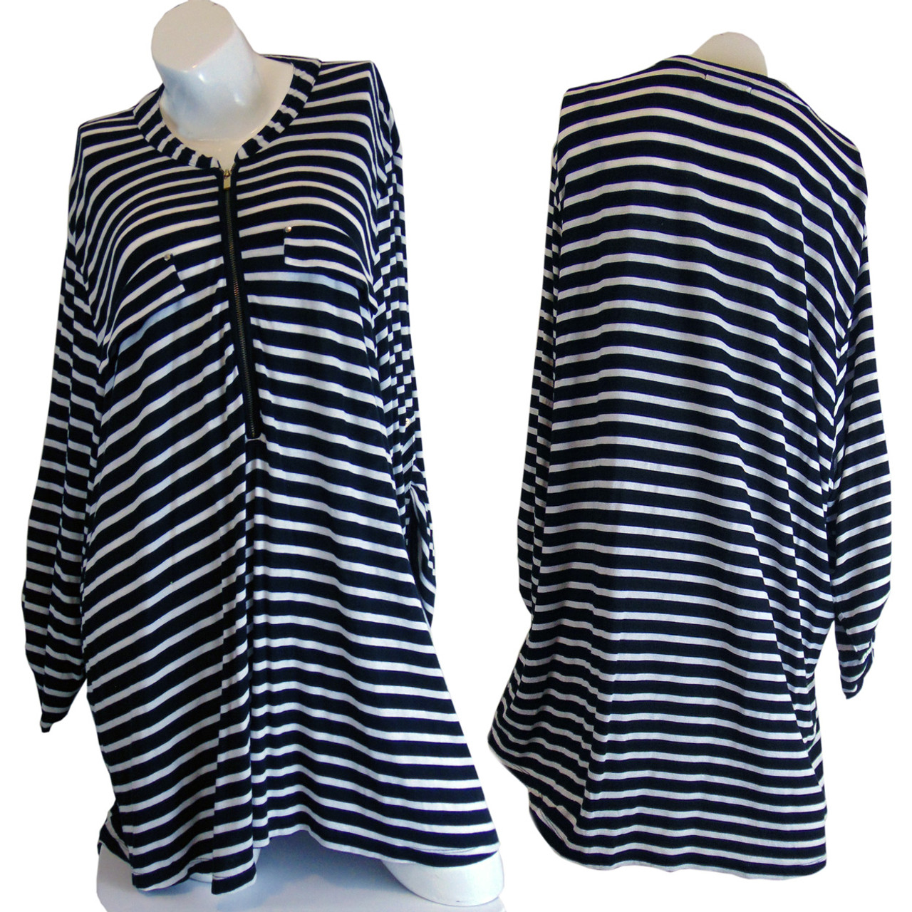Calvin Klein Black and White Striped Dress - Tunic