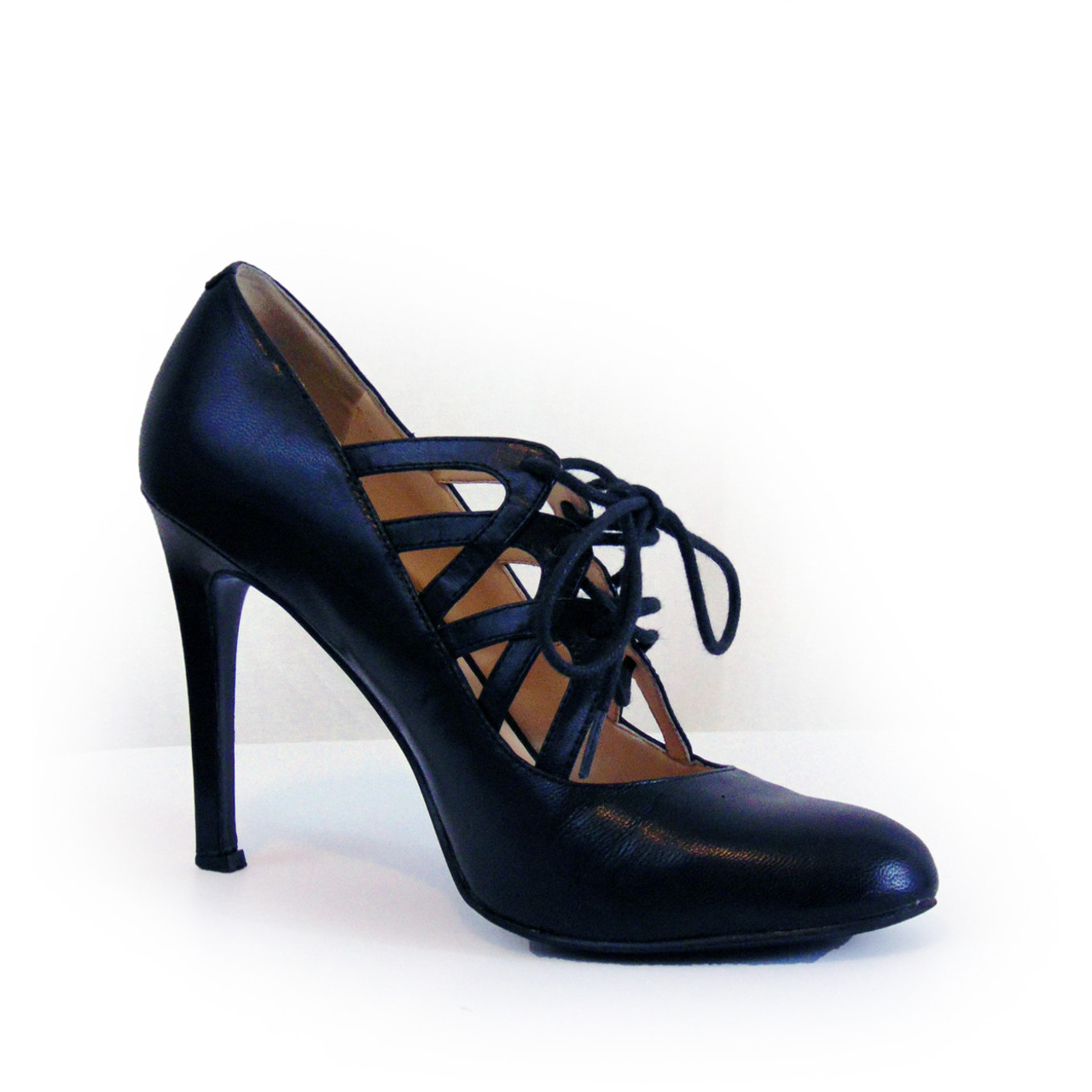 Nine West Sasafraso Black Lace Up Pumps 