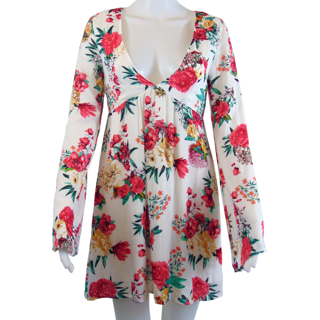 Floral Open Back Mini Dress - Size S (NWT)