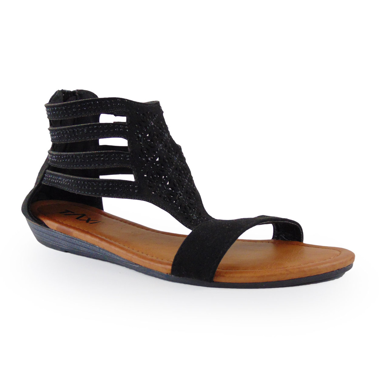 Taxi Black Sparkling Flat Sandals 58179.1626289395