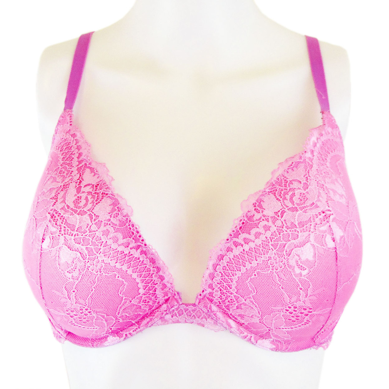 Obsession Pink Lace and Mesh Underwire Bra - Size 36DD