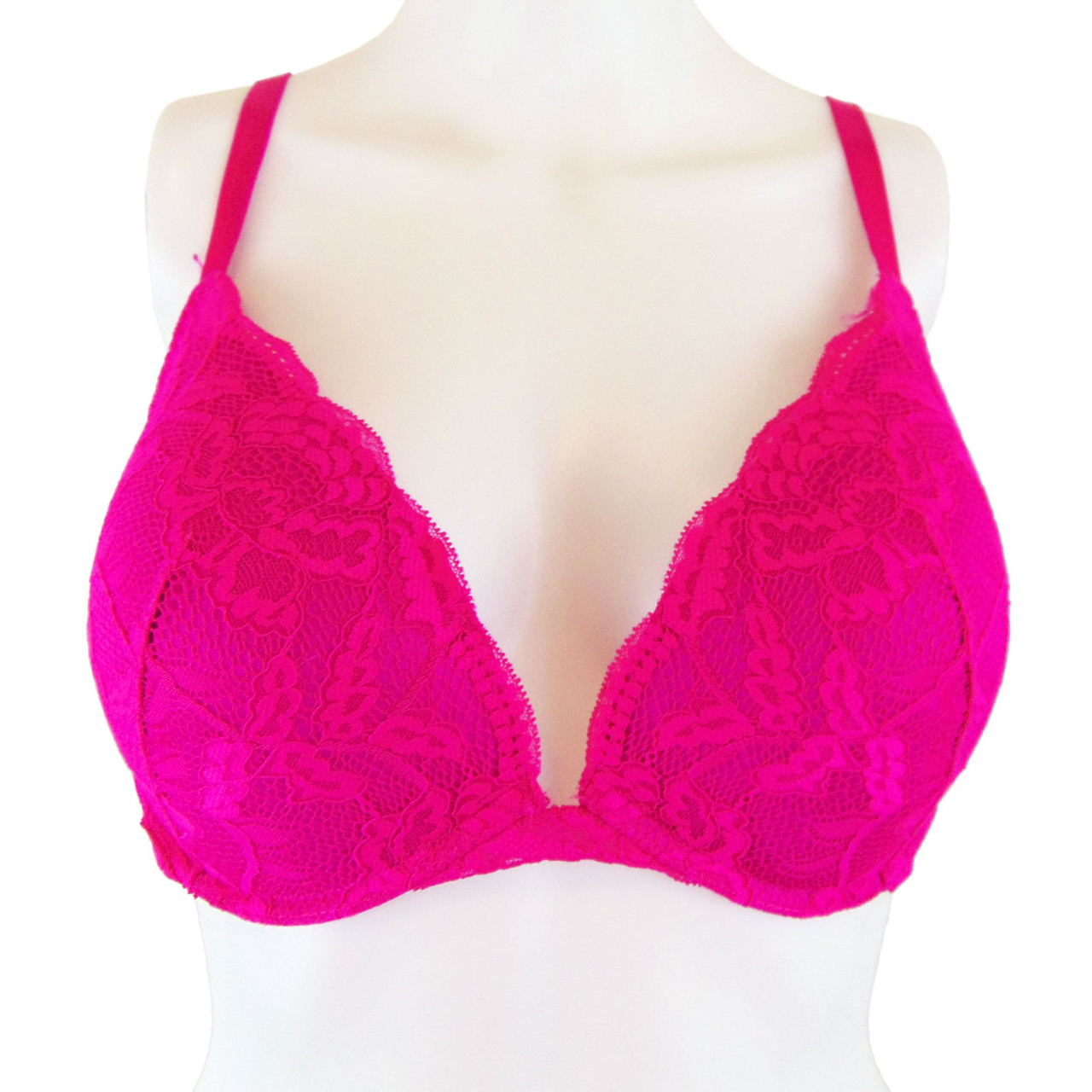 Obsession Dark Pink Lace and Mesh Underwire Bra - Size 36DD