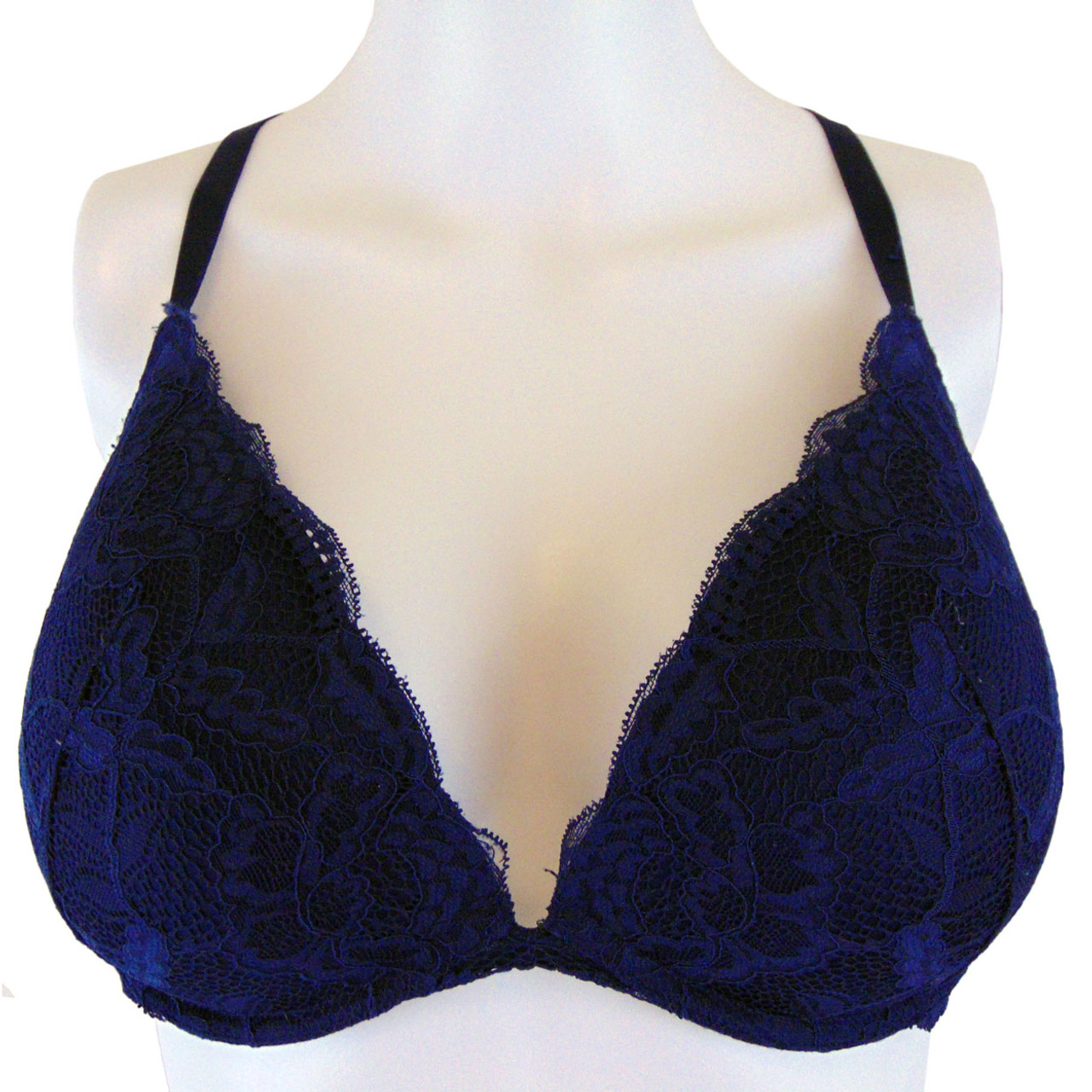 Obsession Navy Blue Lace and Mesh Underwire Bra - Size 36DD