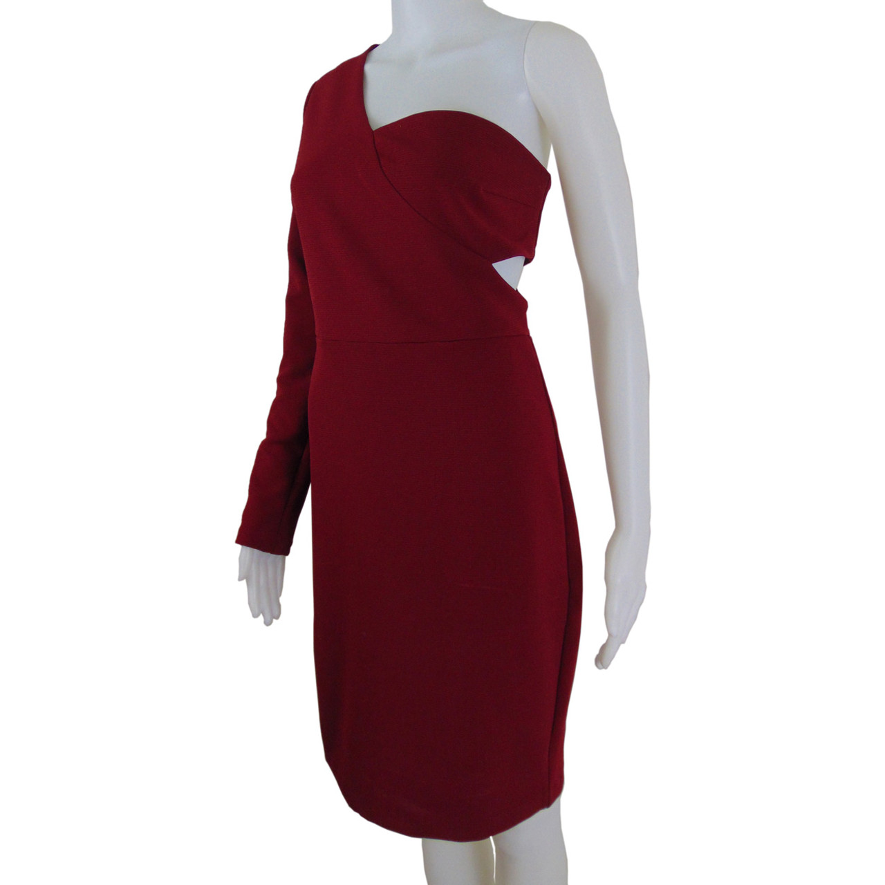 maroon one shoulder dress