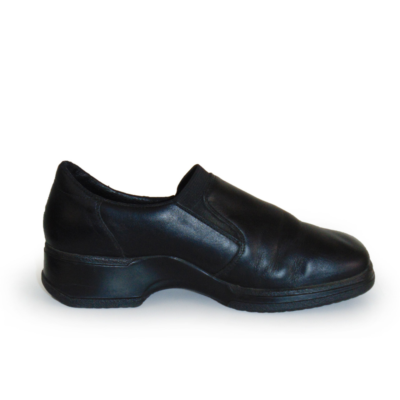 Black Slip On Square Toe Shoes Size 
