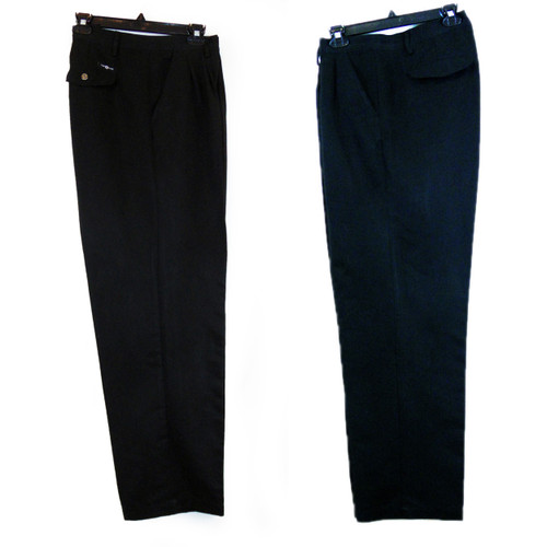 Top Flite Men's Black Pleated Polyester Pants Top Flite Men's Black Pleated Polyester Pants