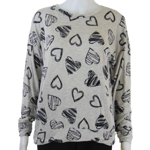CUPIO Long Sleeved Heart Pattern Pullover T-shirt CUPIO Long Sleeved Heart Pattern Pullover T-shirt