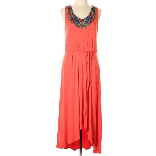 NY COLLECTION Burnt Orange Maxi Dress with Embellished Neckline NY COLLECTION Burnt Orange Maxi Dress with Embellished Neckline