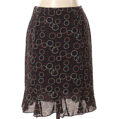 Talbots 100% Silk Black Skirt with Circle Pattern